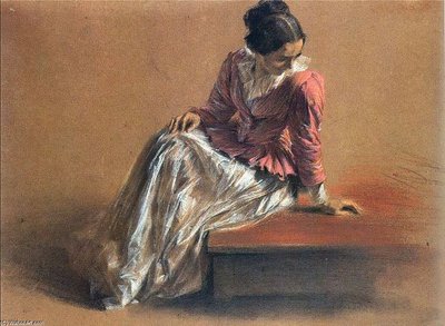 Zittende vrouw door Adolph Menzel